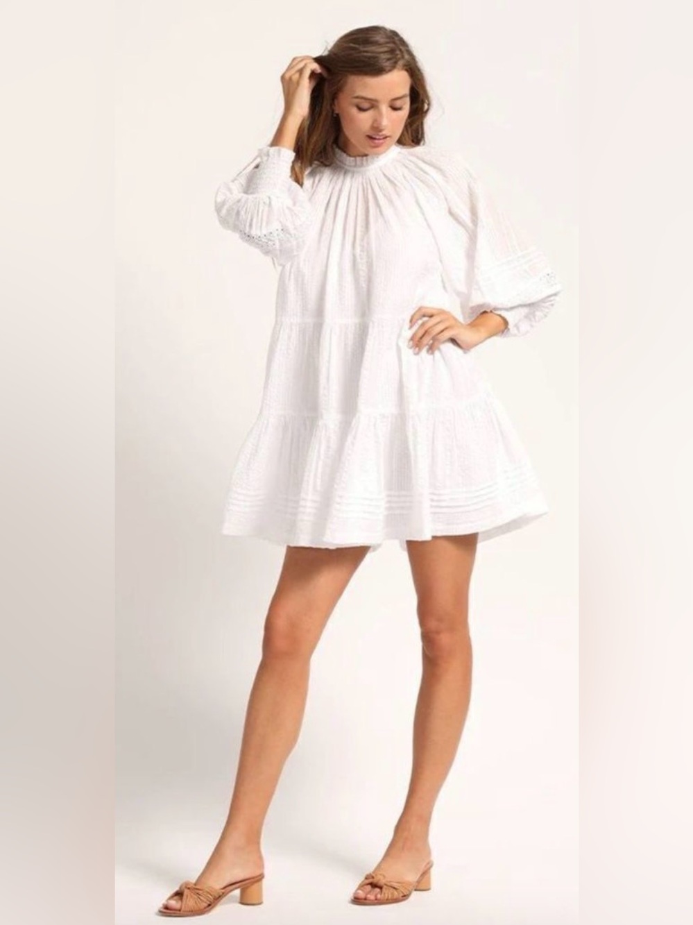 Cleobella White Ethereal Cotton Mini Dress Size M